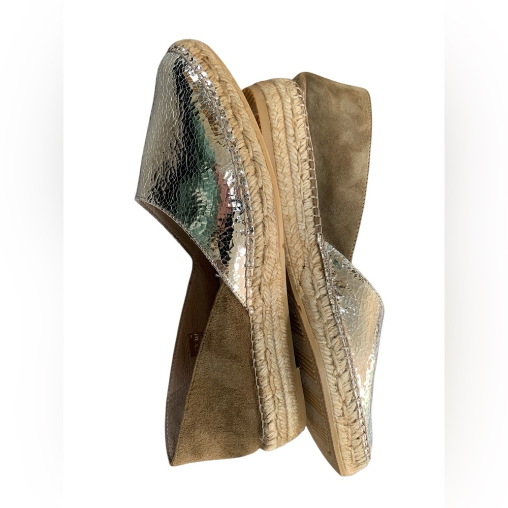 Gaimo Espadrilles Handmade in Spain  Gold and Suede with Textured Finish - Picture 3 of 13